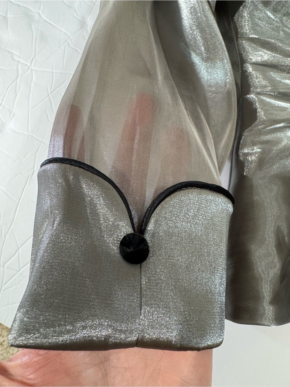 dressbarn Collection Metallic Silver Fitted Blazer & Camisole Top 8 - Picture 16 of 16